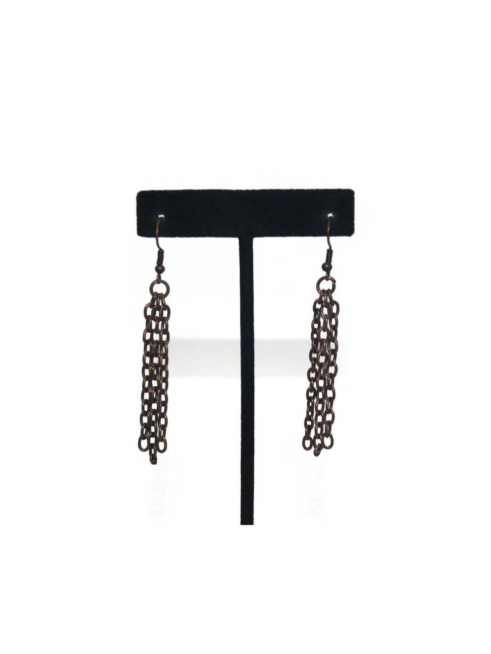 Vintage Copper Dangle Earrings with Hook Backs for Pierced Ears.